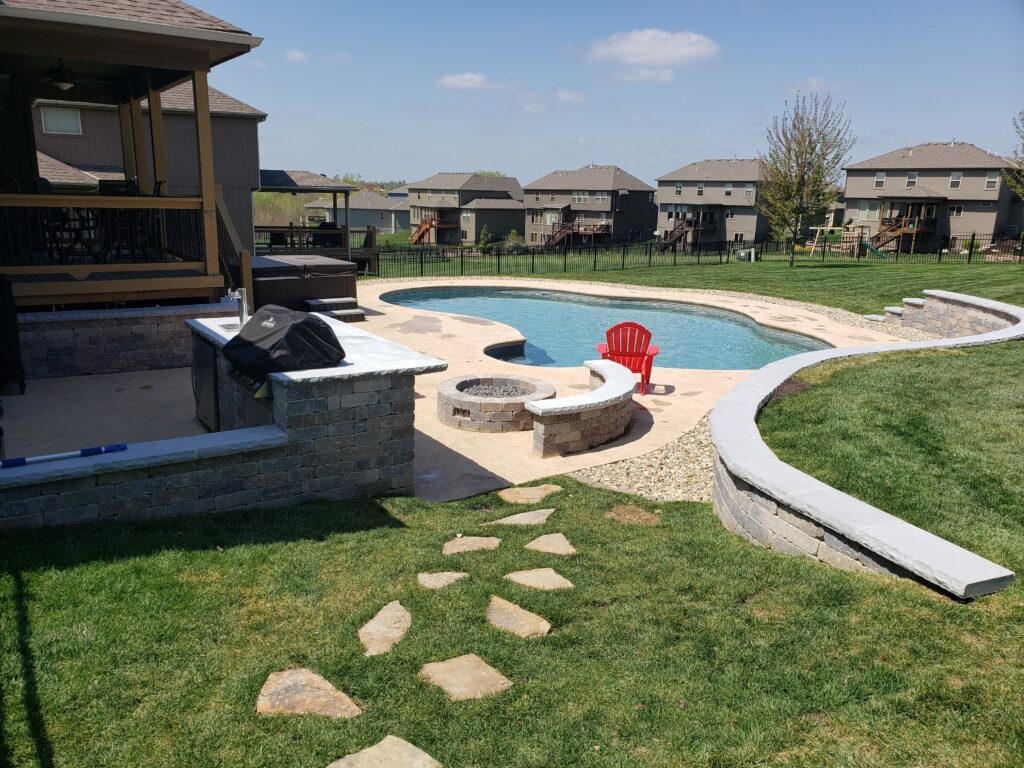 Custom Shaped Swimming Pool. Call us to book appointment 816-540-4400